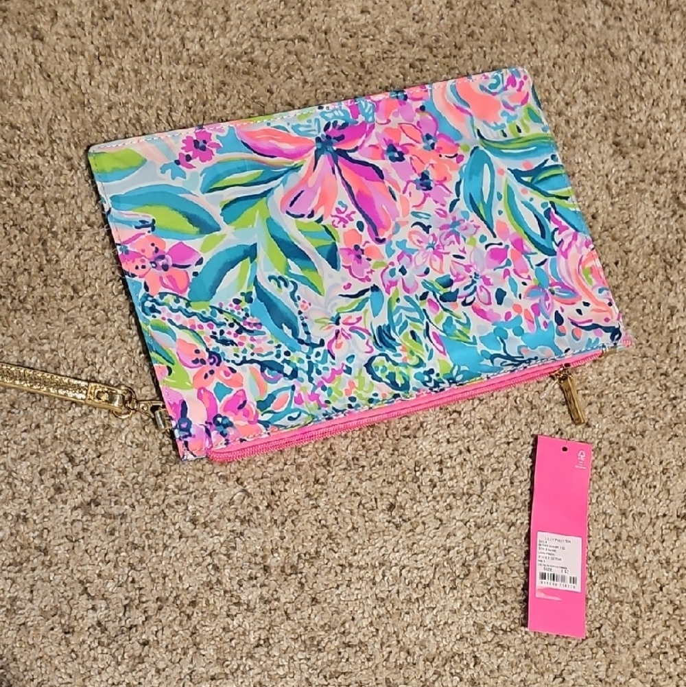 Lilly Pulitzer Pink Green Blue Floral Wristlet